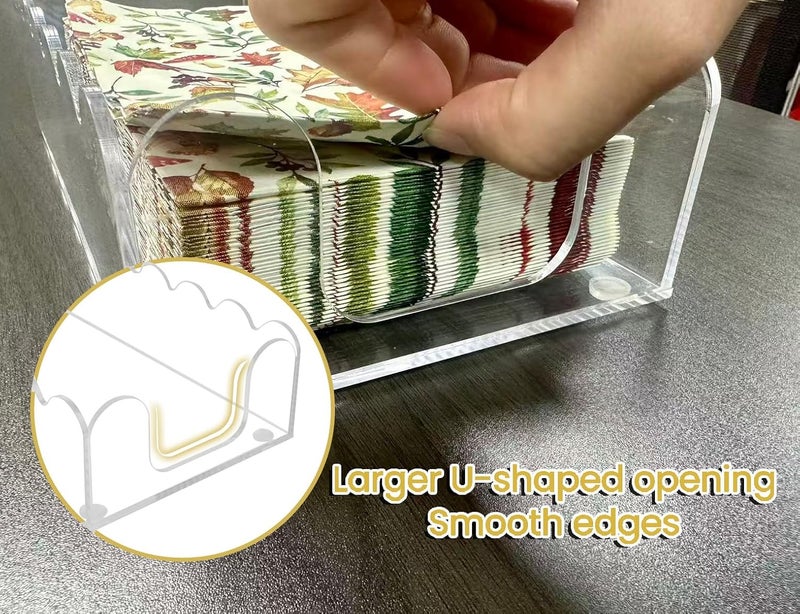 smartang Acrylic Napkin Holder with lid - Clear Scalloped Design,Napkin Holder for Bathroom,Guest Towels Disposable Hand Towel Holder for Weddings,Hotels Decor (9 * 5.1 * 2.4in) - Image 4